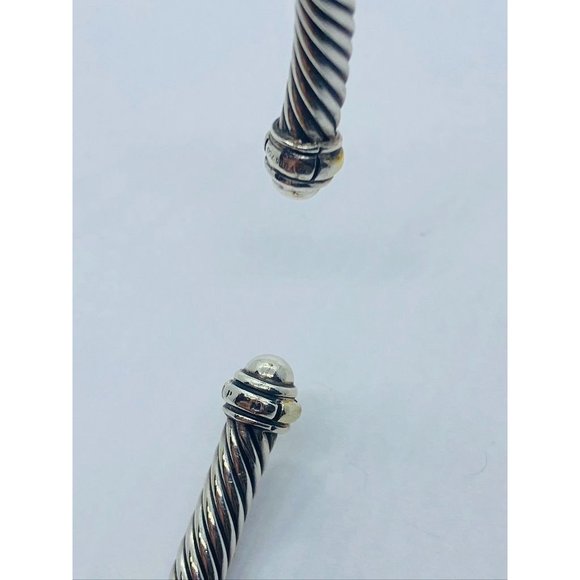 David Yurman Sterling Silver 18K 750 Gold 4mm Dome Bracelet 6.75" - Picture 6 of 9